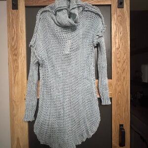 Elegant Women's Cowl Neck Sweater - Soft Gray